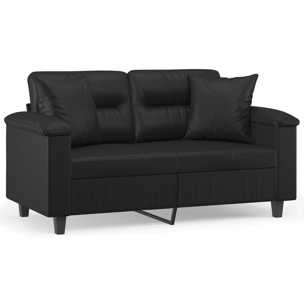 2-Sitzer-Sofa mit Zierkissen Weinrot 120 cm Kunstleder