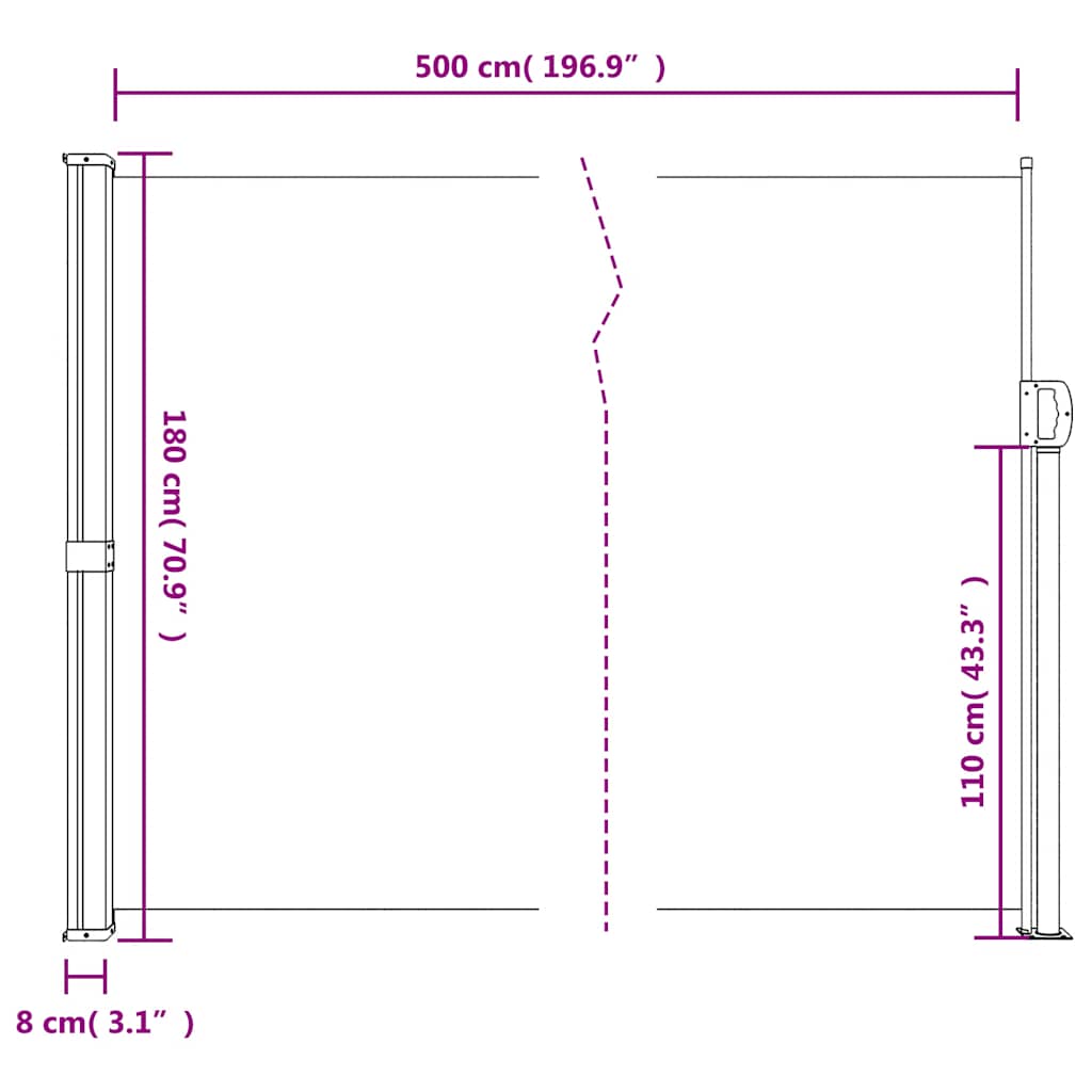 Seitenmarkise Ausziehbar Schwarz 100x300 cm