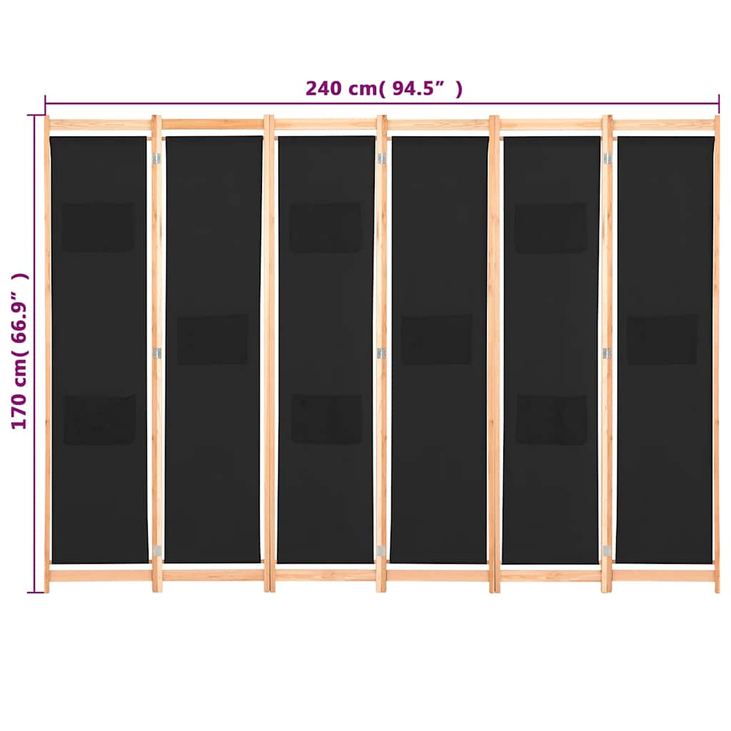 5-teiliger Raumteiler Creme 200 x 170 x 4 cm Stoff