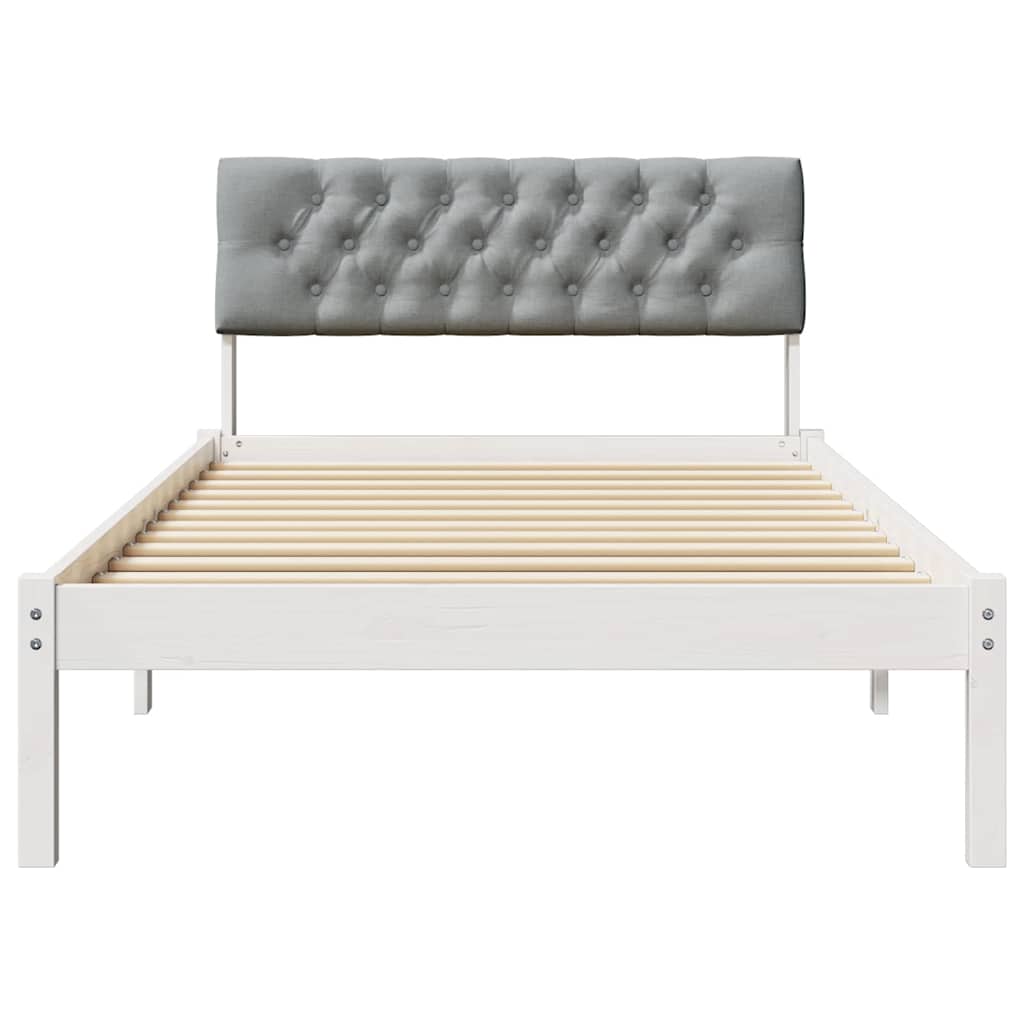 Bettgestell Braun und hellgrau 200 x 200 cm Massivholz Kiefer