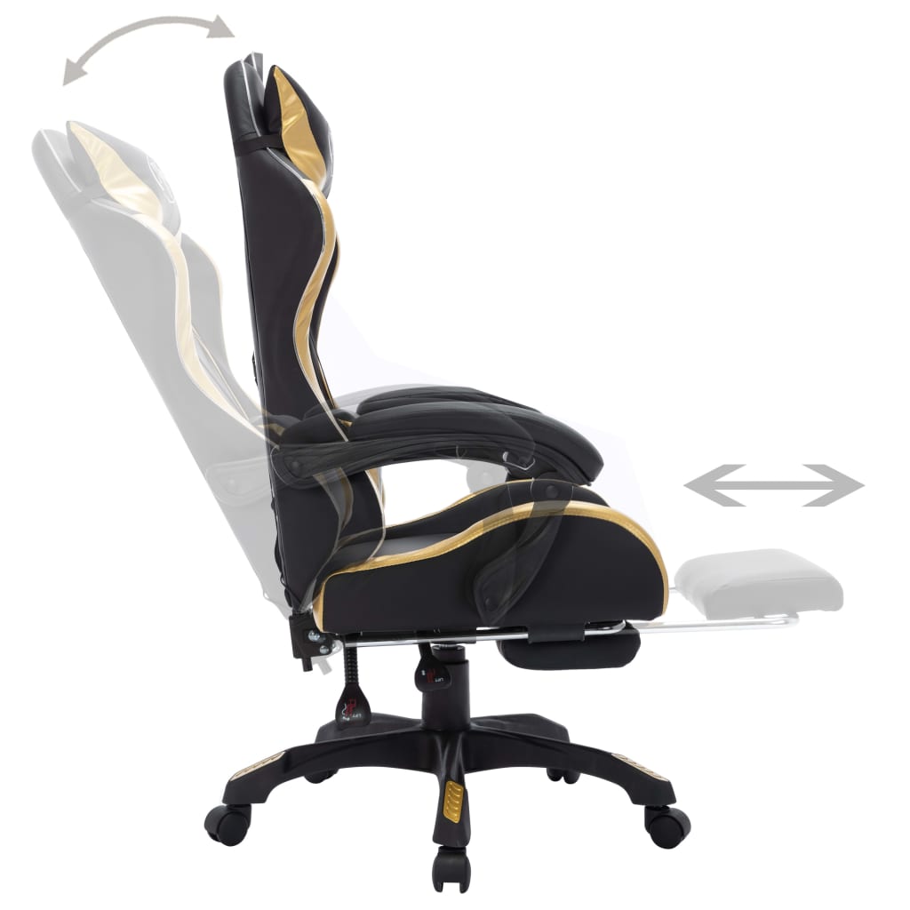 Gaming-Stuhl mit RGB LED-Leuchten Blau und Schwarz Kunstleder