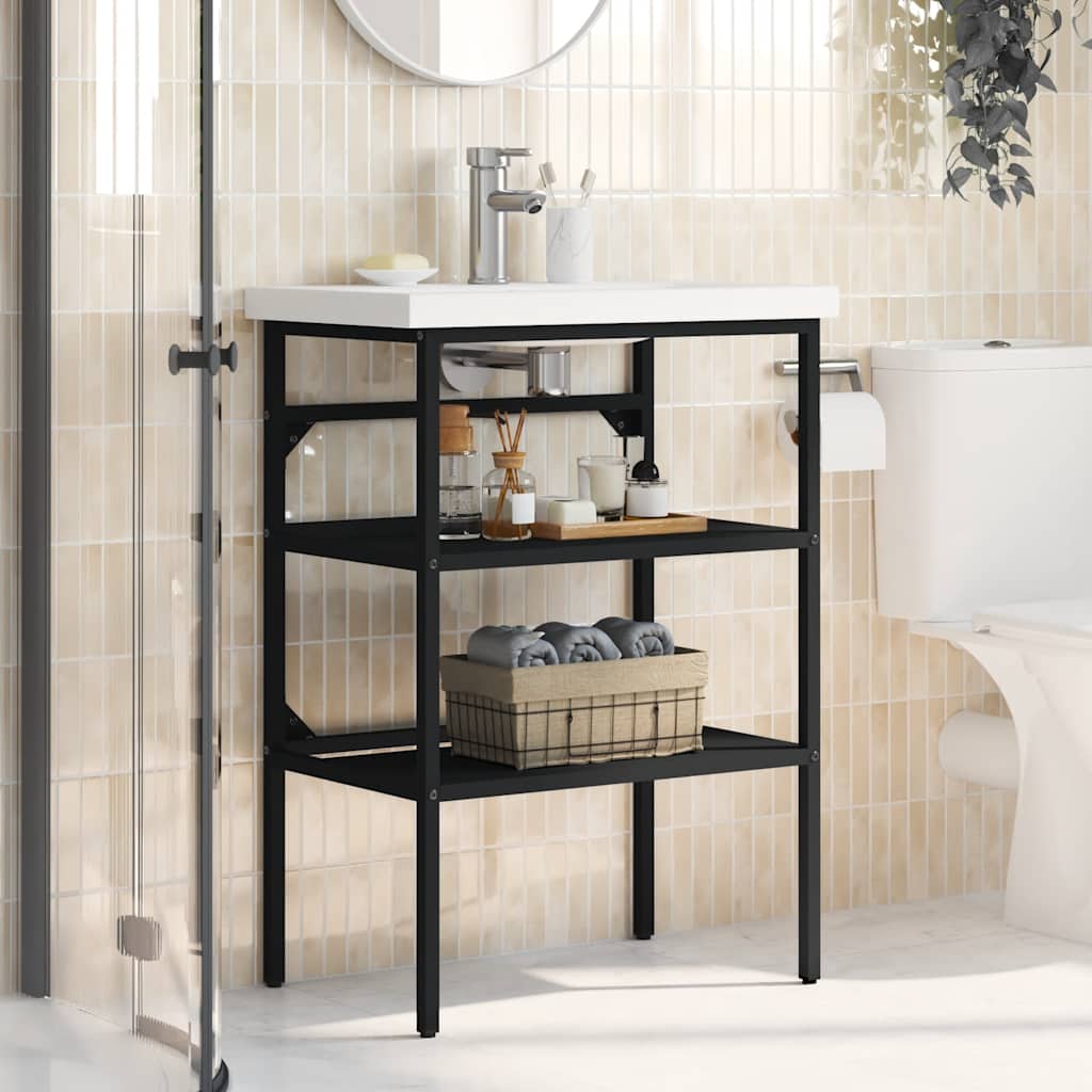 Badezimmer Waschtischgestell Weiß 40x38x83 cm Eisen