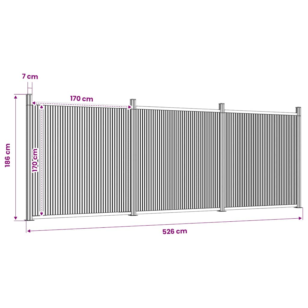 Zaunelement Grau 353x186 cm WPC