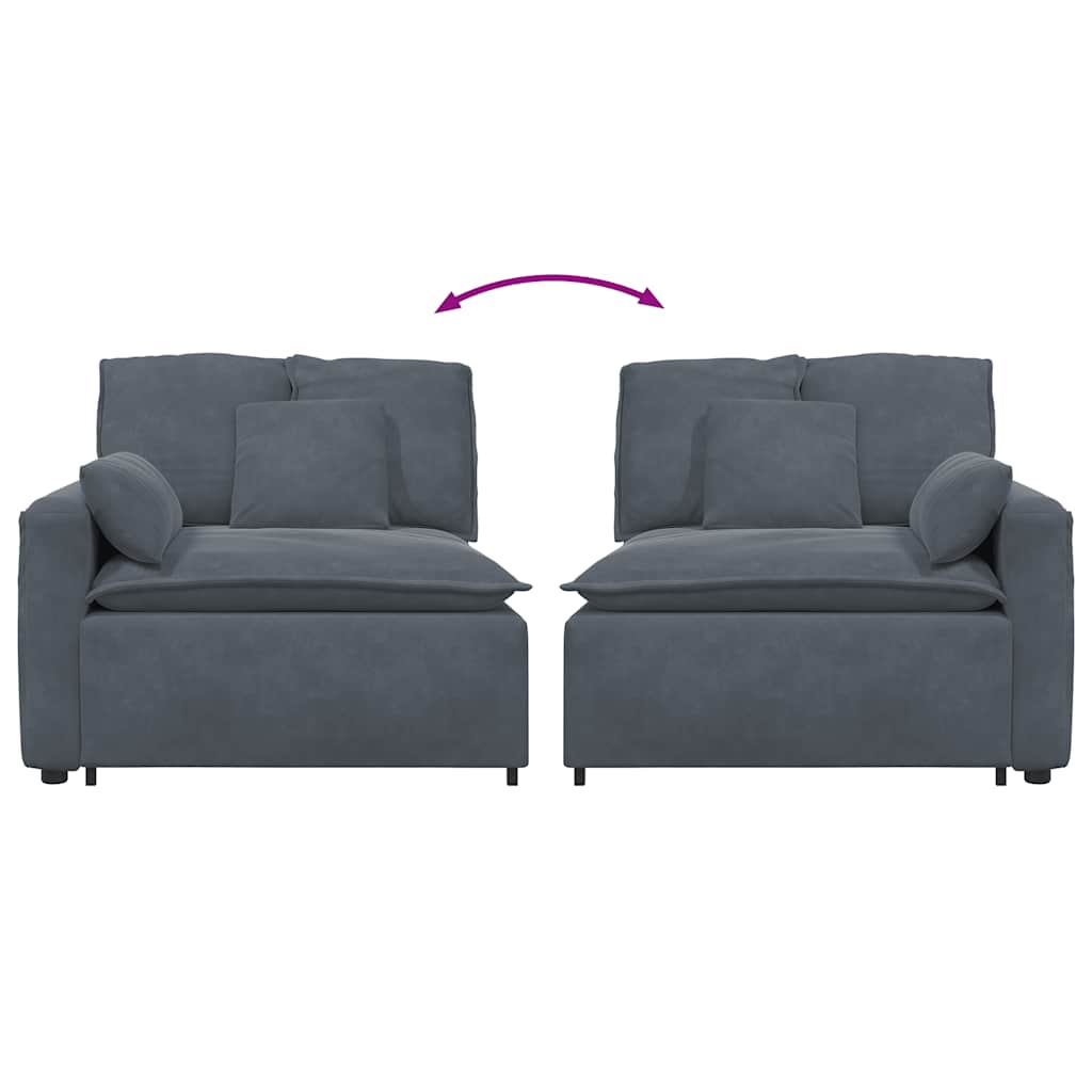 Modulares Sofa Endmodul mit Armlehne Kissen Blau 100 cm