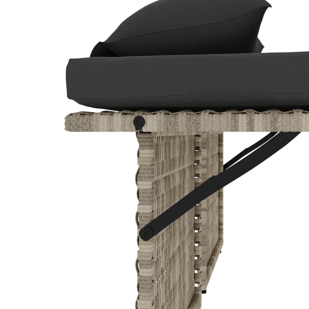 Gartenbank Verstellbar mit Kissen Schwarz Poly Rattan