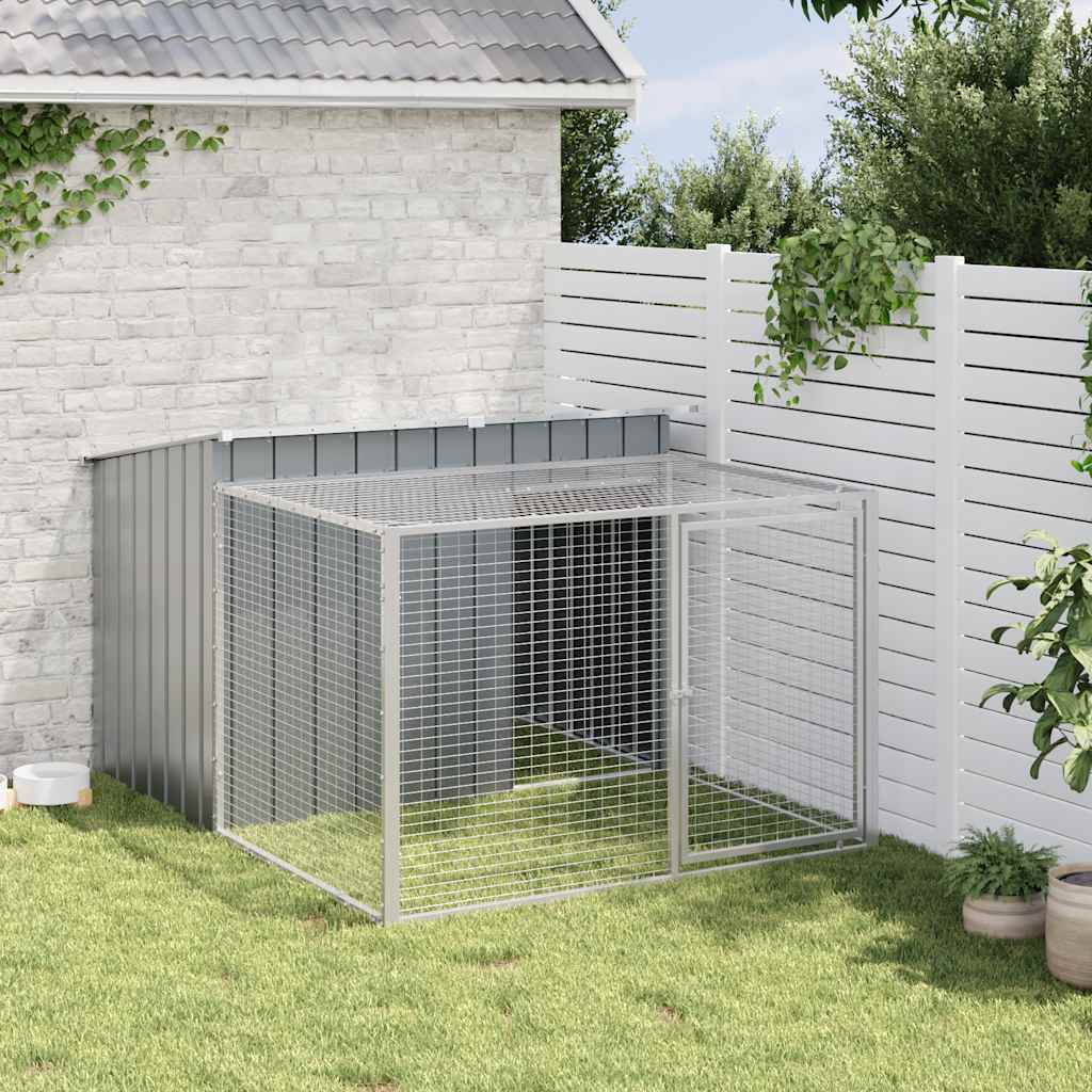 Hundehütte mit Dach Anthrazit 153x91x110 cm Verzinkter Stahl