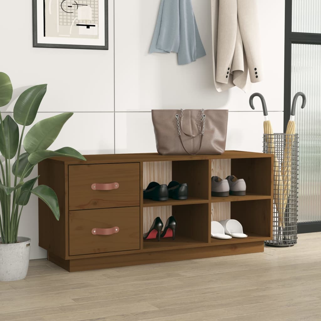 Schuhbank Weiß 100x34x45 cm Massivholz Kiefer