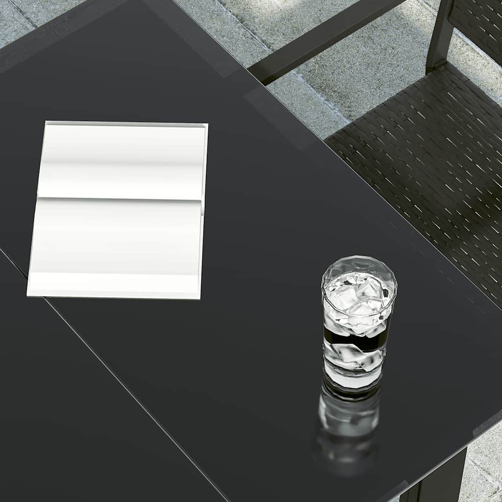 Garten-Esstisch Schwarz 160x80x74 cm Stahl und Hartglas