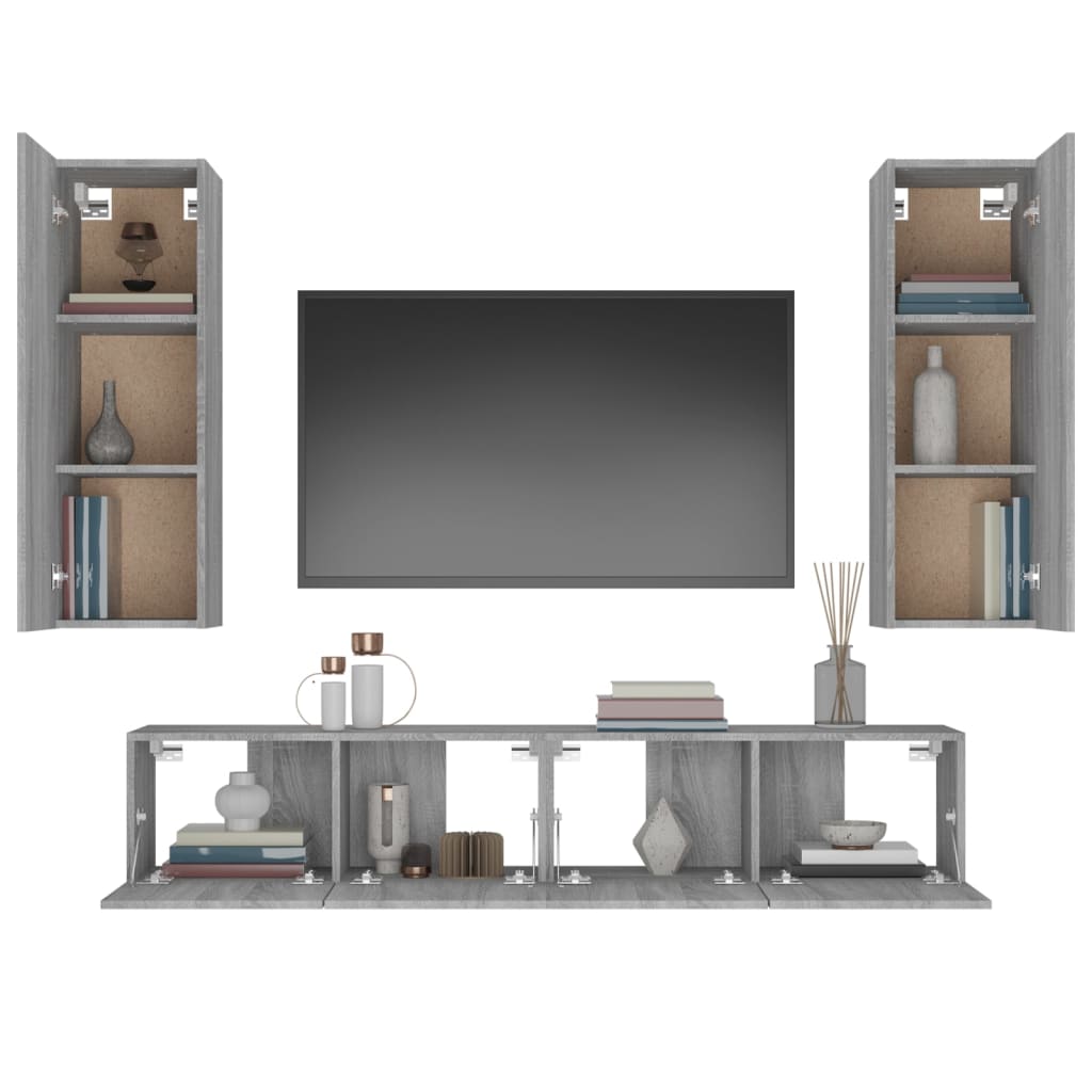 4-tlg. TV-Schrank-Set Weiß Holzwerkstoff