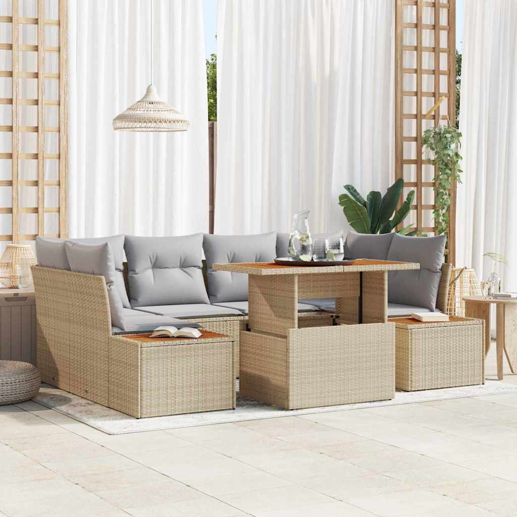 Garten Essgruppe mit Kissen 9 pcs Schwarz und Beige