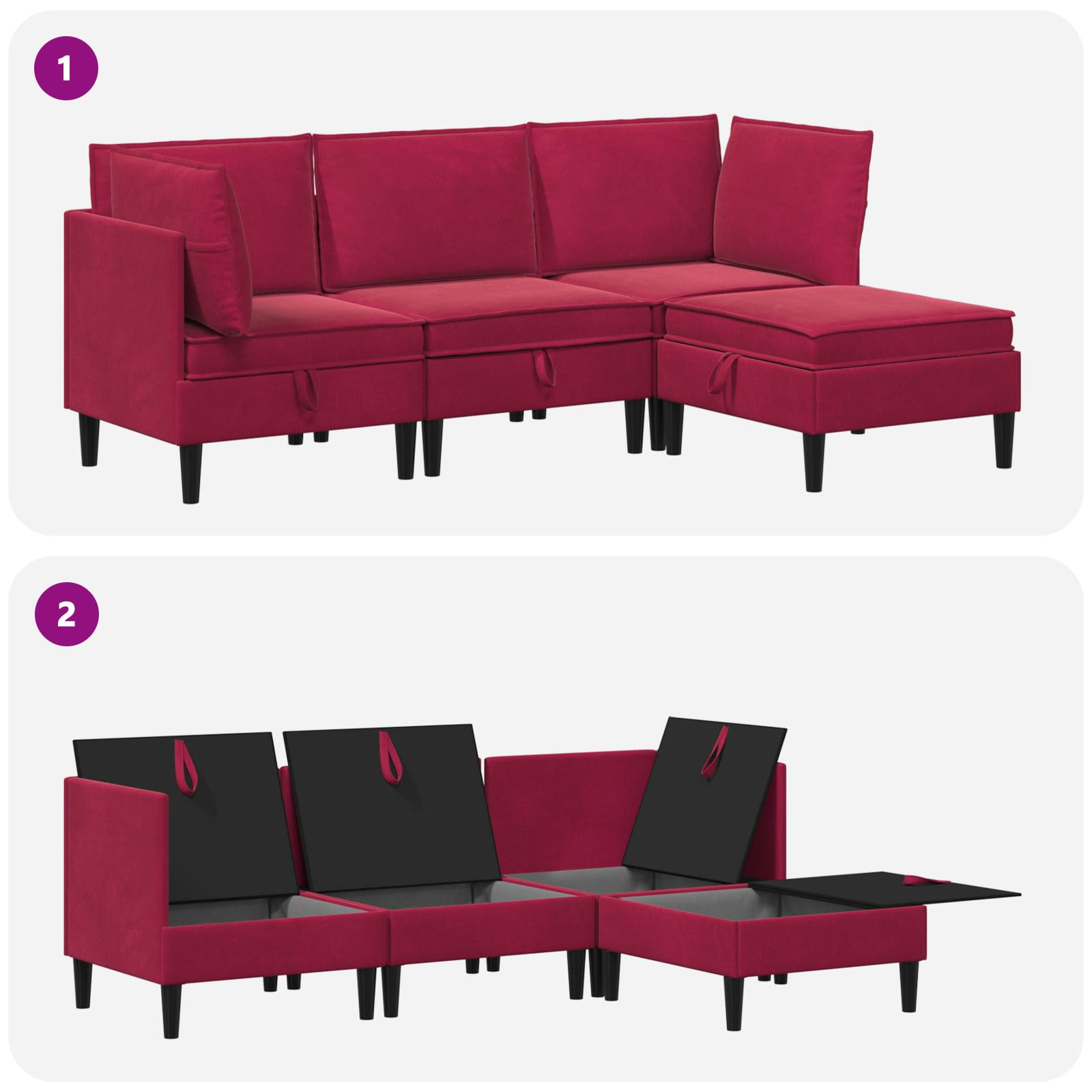 Wohnzimmergarnitur mit Kissen mit Speicher 3 pcs Hellgrau Samt