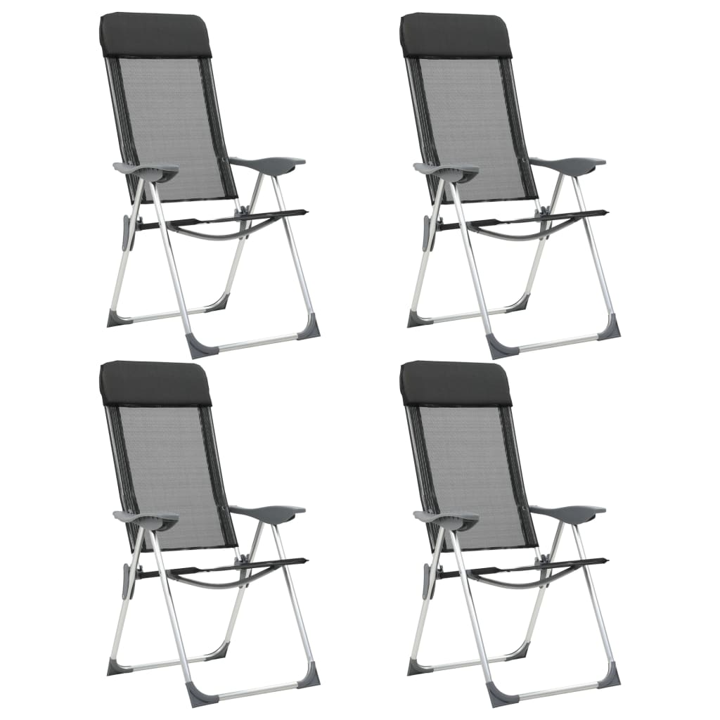 Klappbare Campingstühle 2 Stk. Grau Aluminium