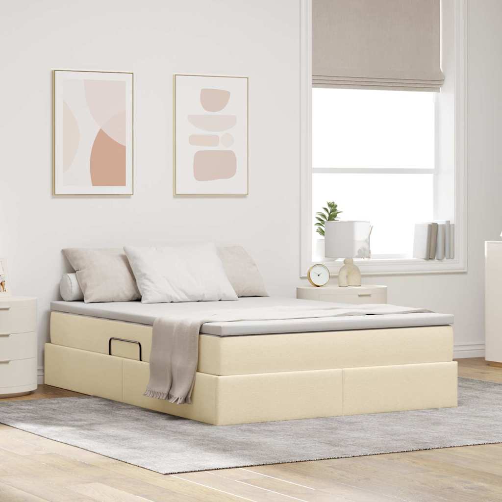 Aufbewahrungsbett mit Matratze Hellgrau 90 x 190 cm Polyester