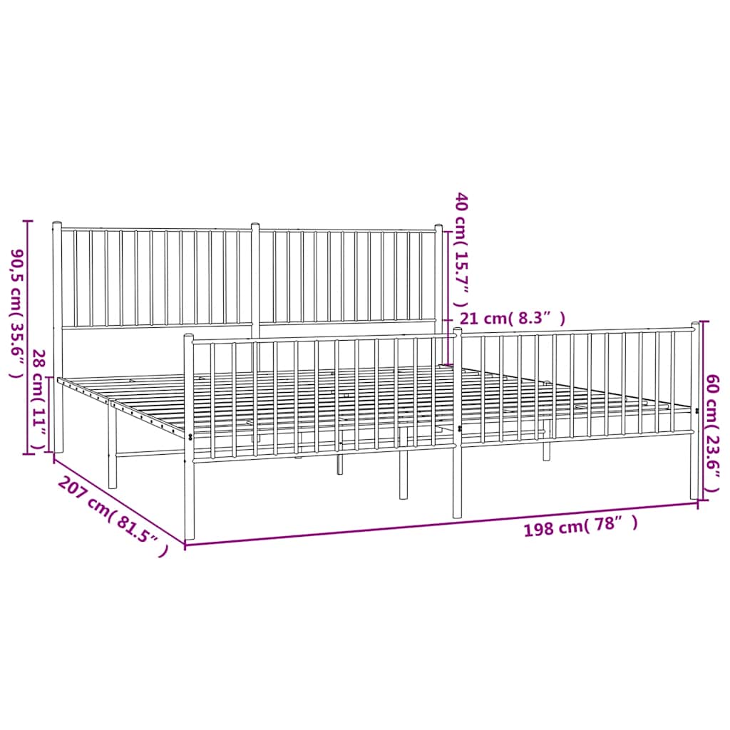 Bettgestell Metall Schwarz 75x190 cm