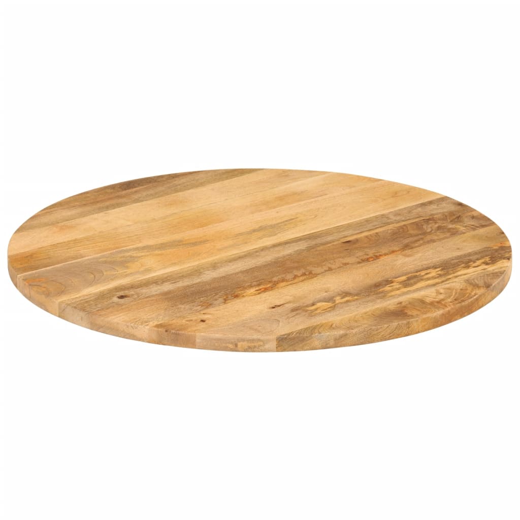 Tischplatte Ø 40x2,5 cm Rund Raues Massives Mangoholz