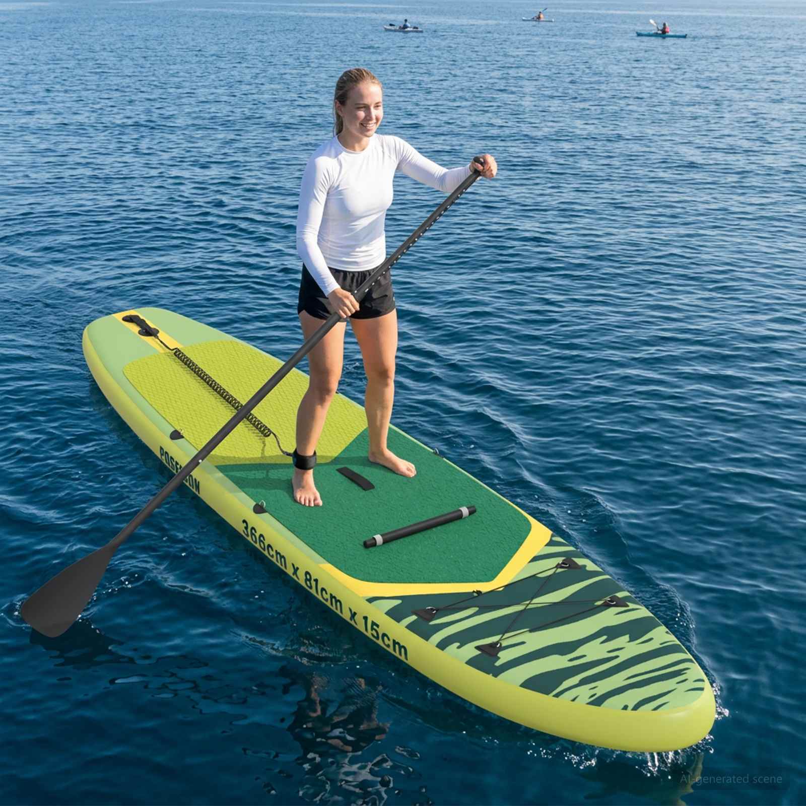 SUP Board mit Sitz 2-in-1 POSEIDON 305 x 76 x 15 cm Grün für