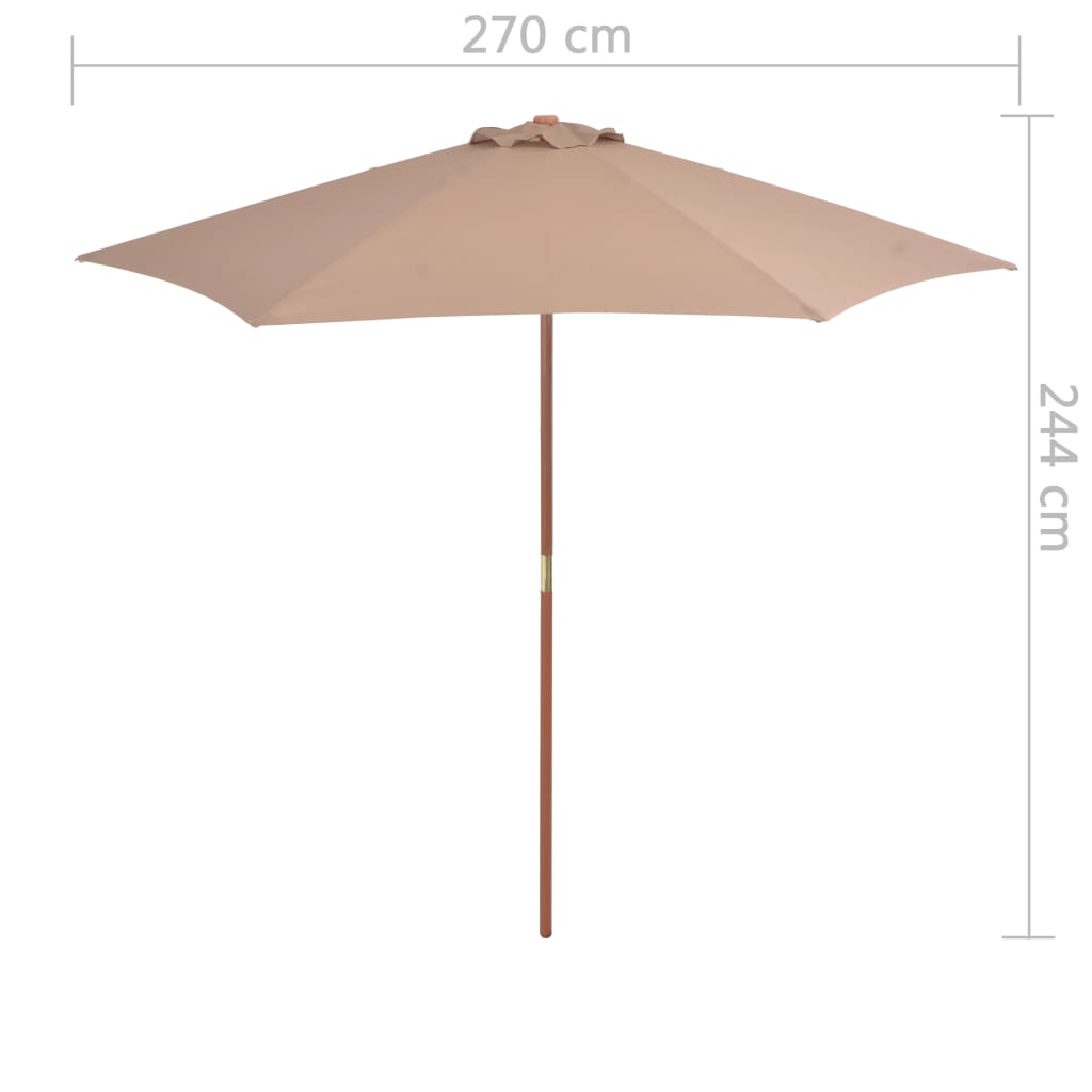 Sonnenschirm mit Holz-Mast 270 cm Blau