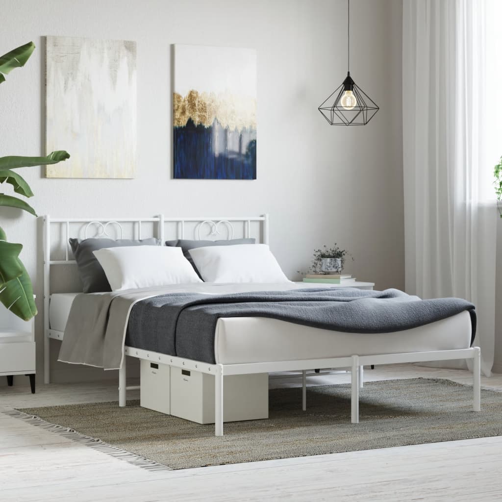 Bettgestell mit Kopfteil Metall Schwarz 100x190 cm