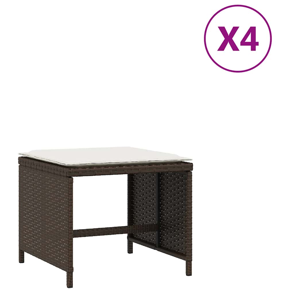 Gartenhocker mit Kissen 4 Stk. Schwarz 41x41x36 cm Poly Rattan