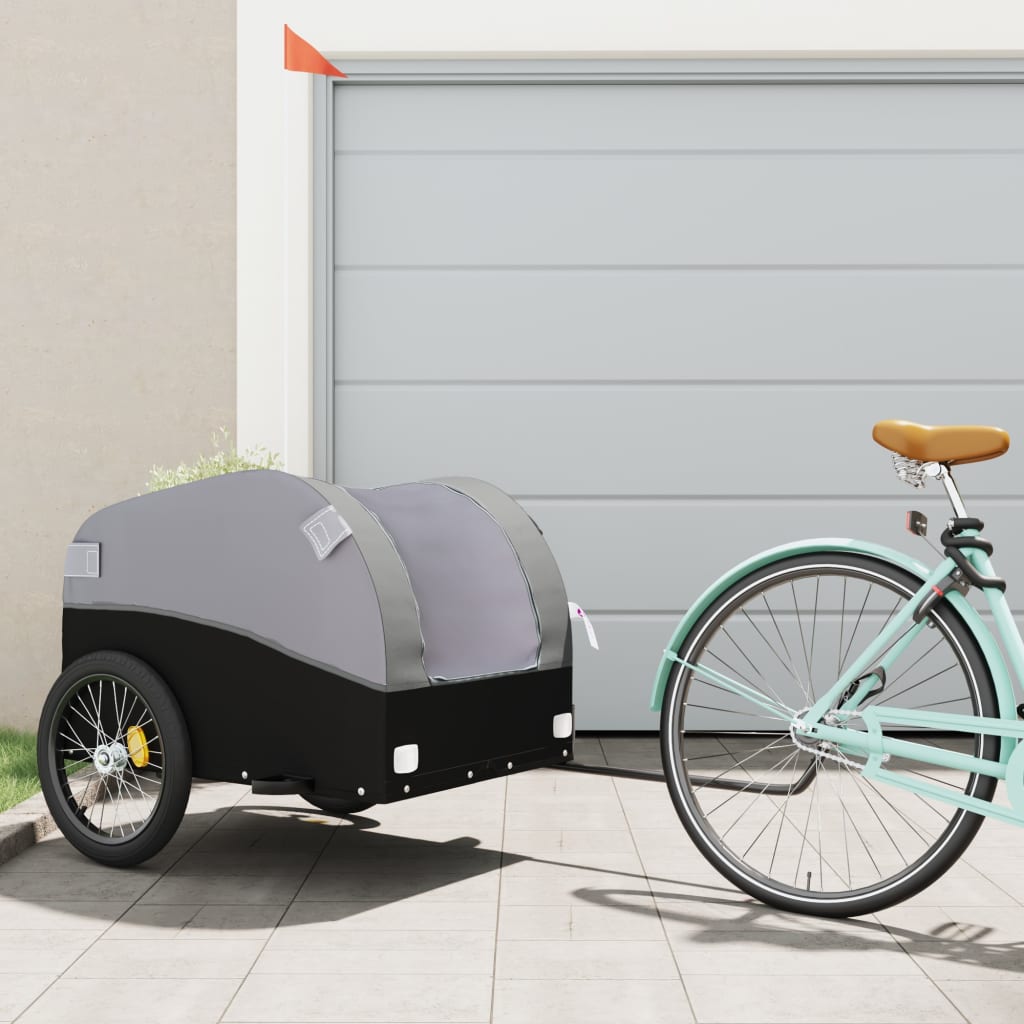 Fahrradanhänger Schwarz und Orange 30 kg Eisen