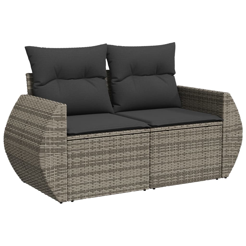 10-tlg. Garten-Sofagarnitur mit Kissen Schwarz Poly Rattan
