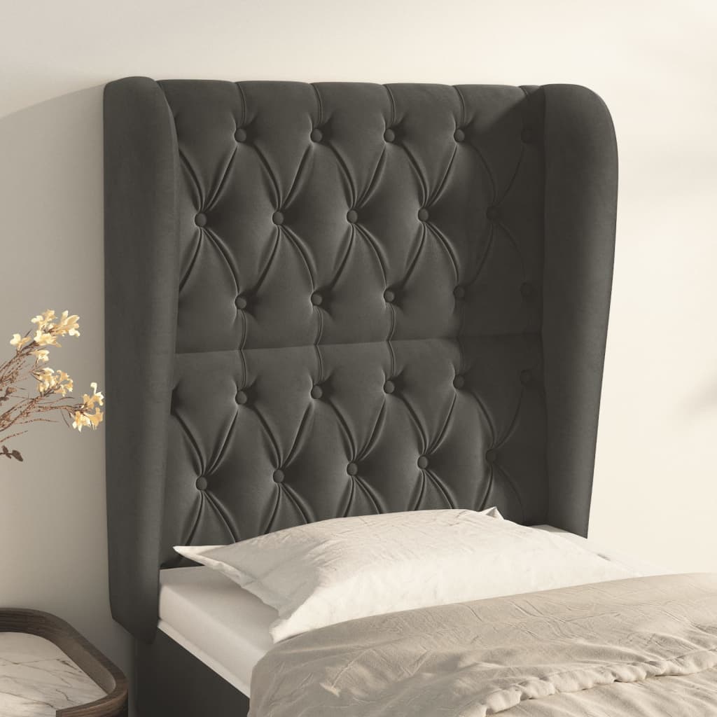 Kopfteil mit Ohren Dunkelblau 93x23x78/88 cm Samt