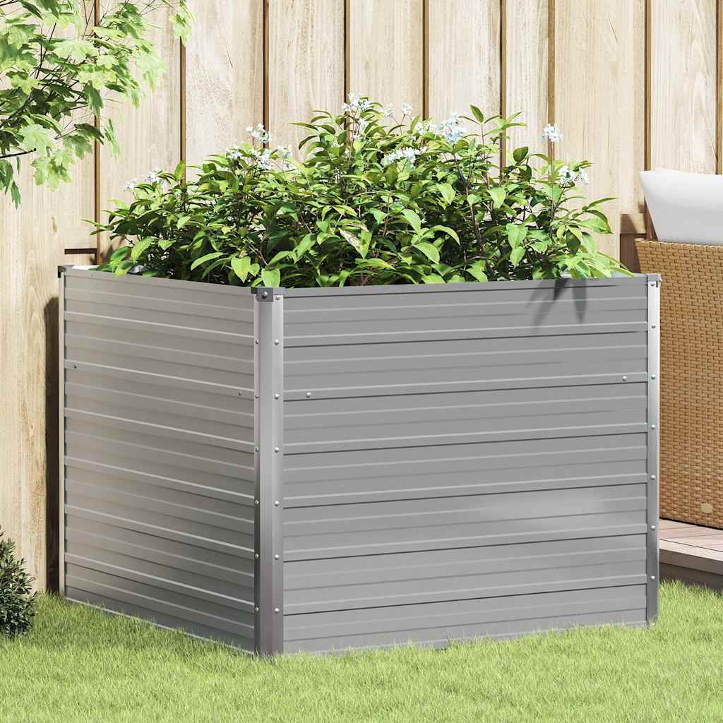 Hochbeet 100 x 100 x 77 cm Verzinkter Stahl Grau