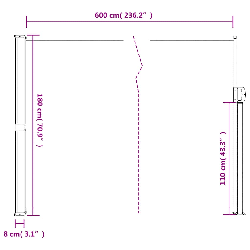 Seitenmarkise Ausziehbar Schwarz 100x300 cm