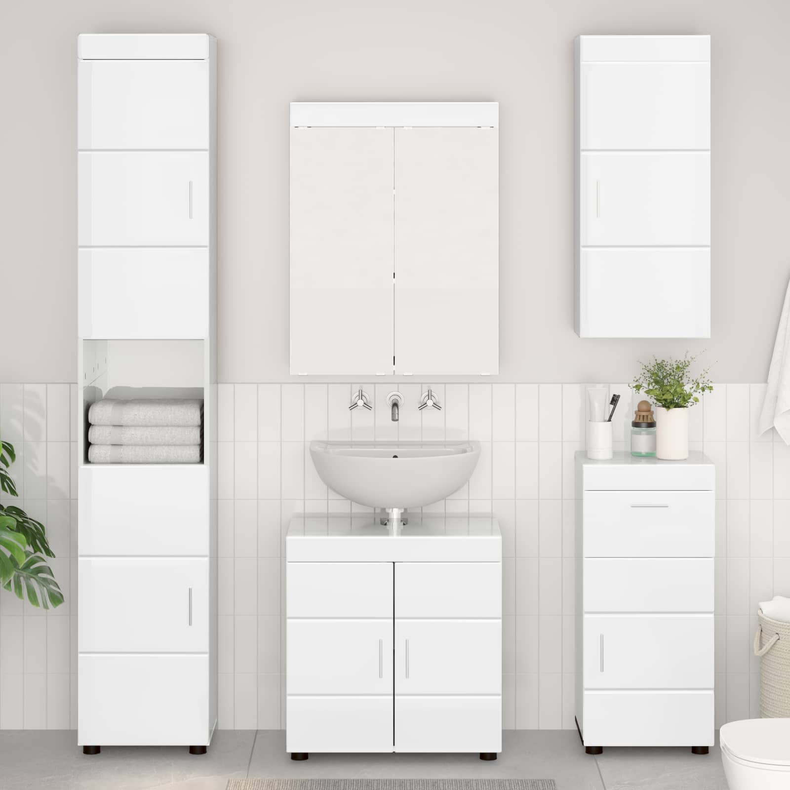Badezimmermöbel-Set TULUM 2 pcs Weiß 60 x 34 x 63 cm