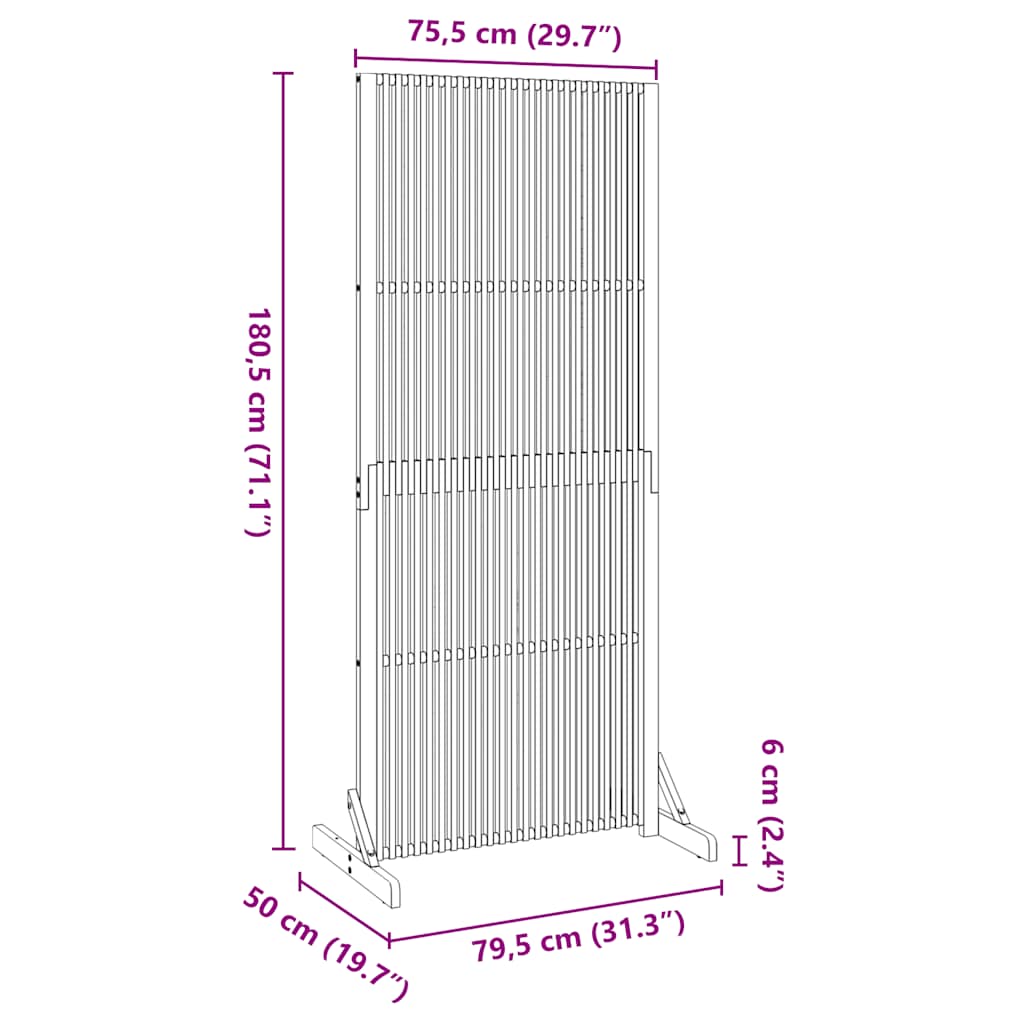 Sichtschutz Braun 79,5 x 50 x 110 cm Massivholz Akazie