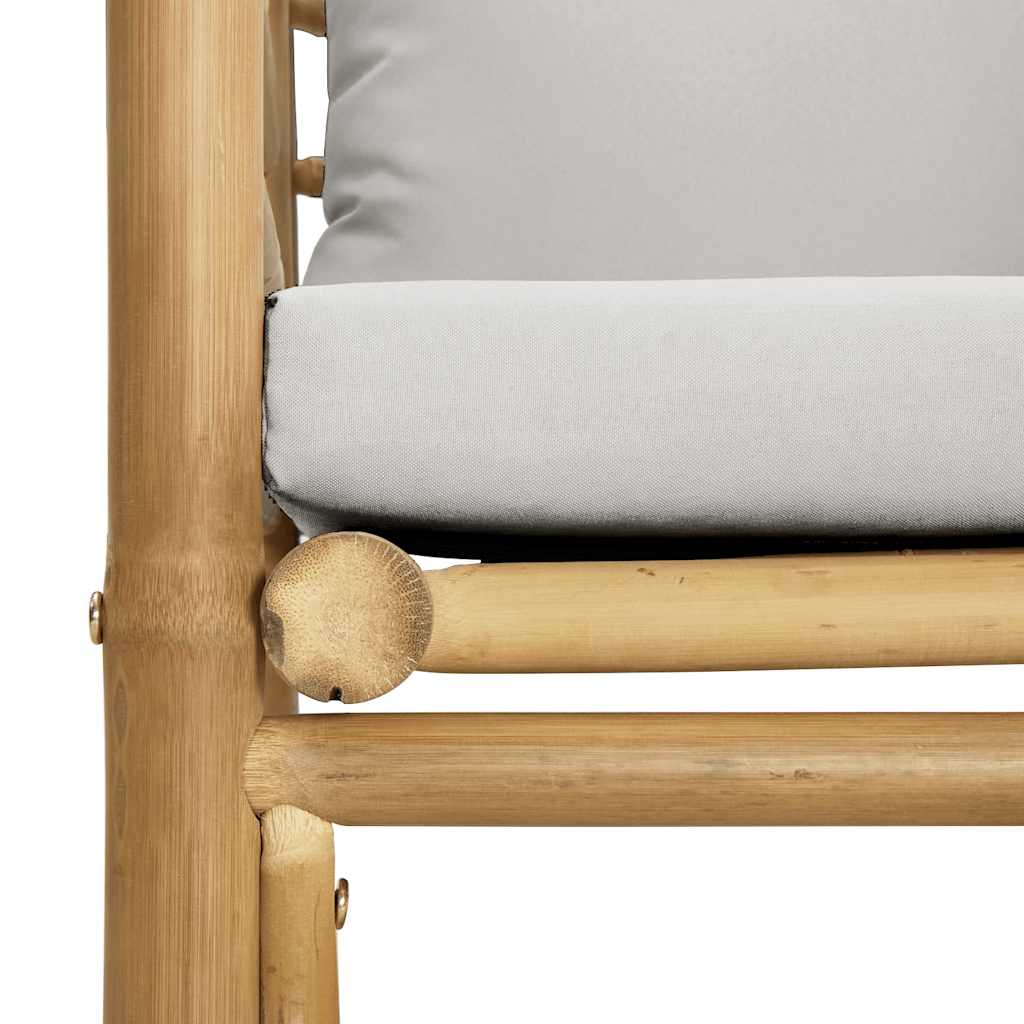 3-tlg. Garten-Lounge-Set mit Hellgrauen Kissen Bambus