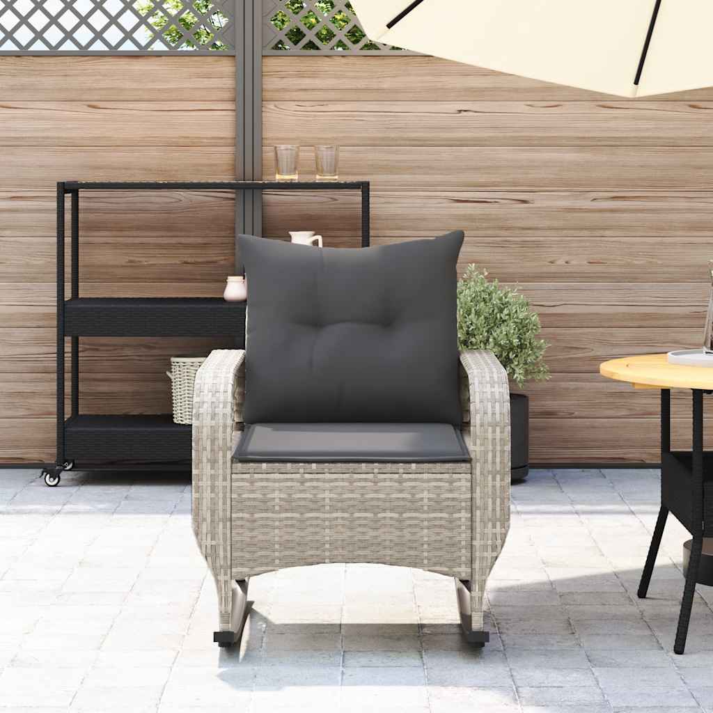 Garten-Schaukelstuhl mit Kissen Schwarz Poly Rattan