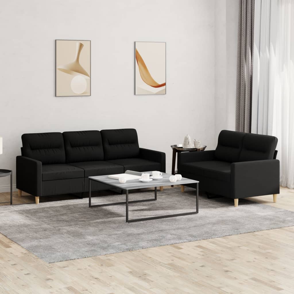 3-tlg. Sofagarnitur mit Kissen Taupe Stoff