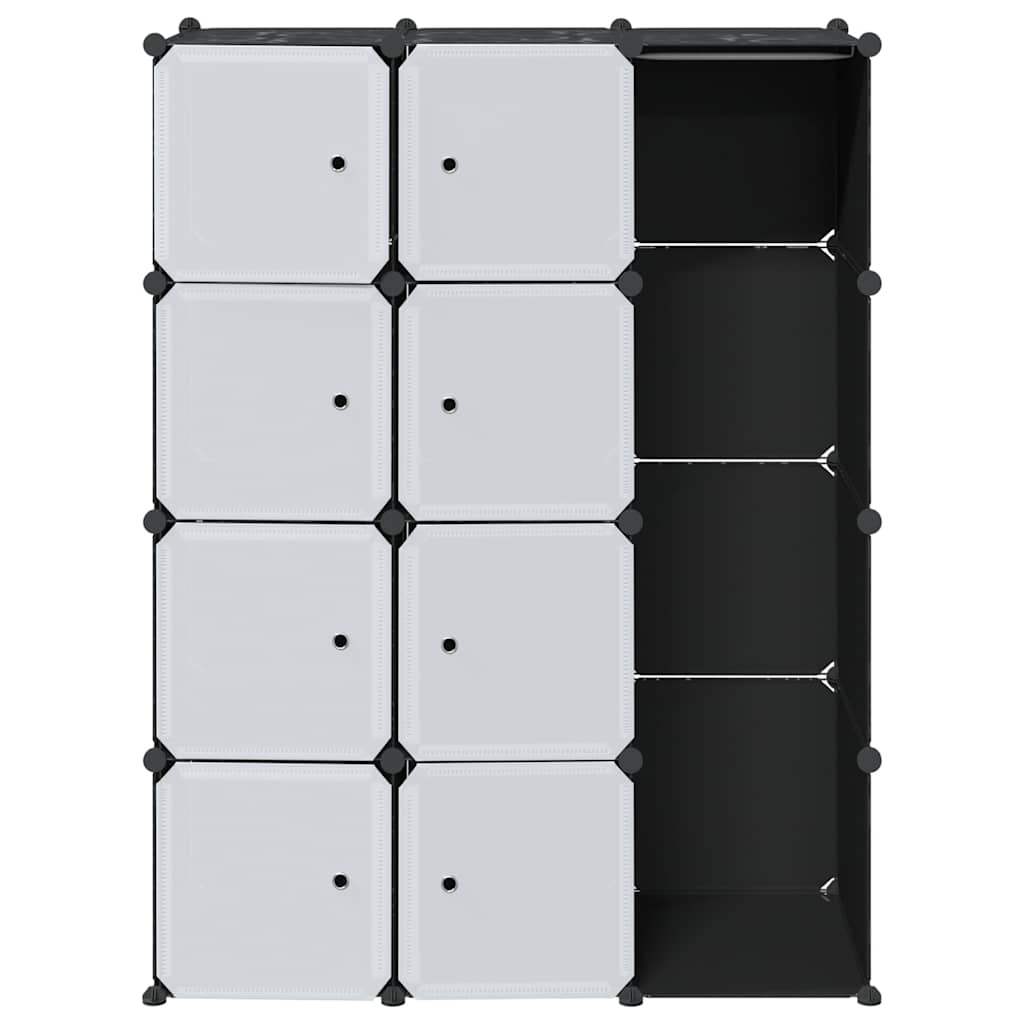 Modularer Schrank mit 9 Fächern 109x36,5x143cm Schwarz und Weiß