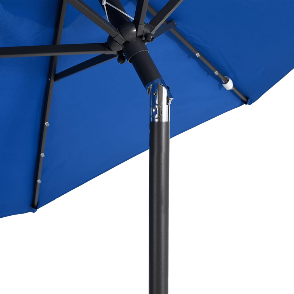 Sonnenschirm mit LED und Stahlmast Weiß 225x225x212 cm