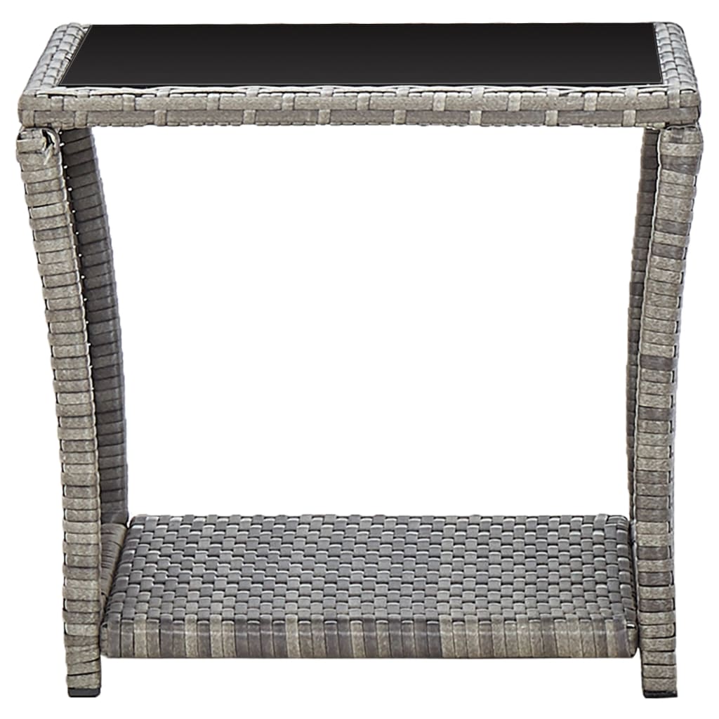 Beistelltisch mit Holzplatte Grau Poly Rattan & Akazienholz