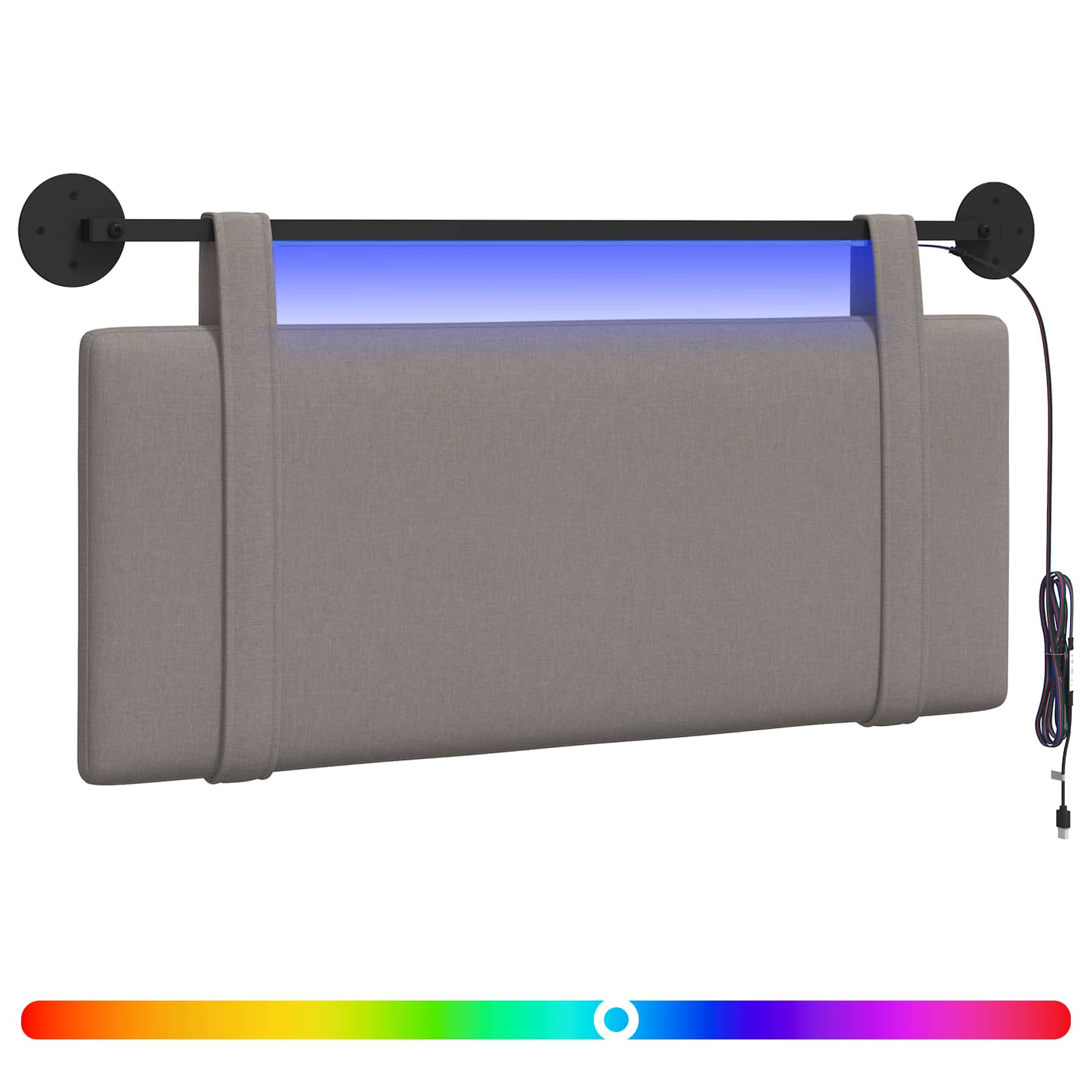Hängendes Kopfteil Mit LED Licht Wolkengrau Stoff