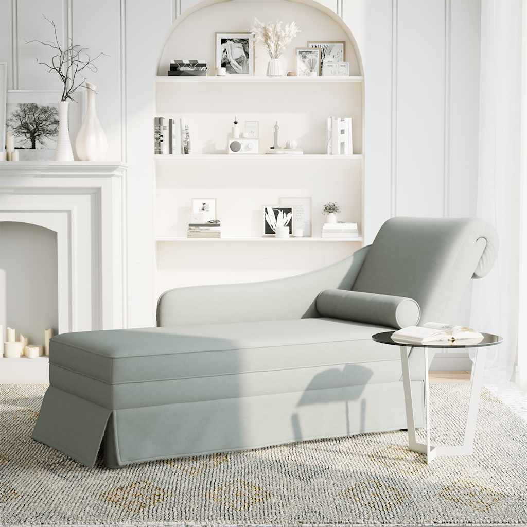 Chaiselongue mit Nackenrolle und Rechter Armlehne Blau Samt