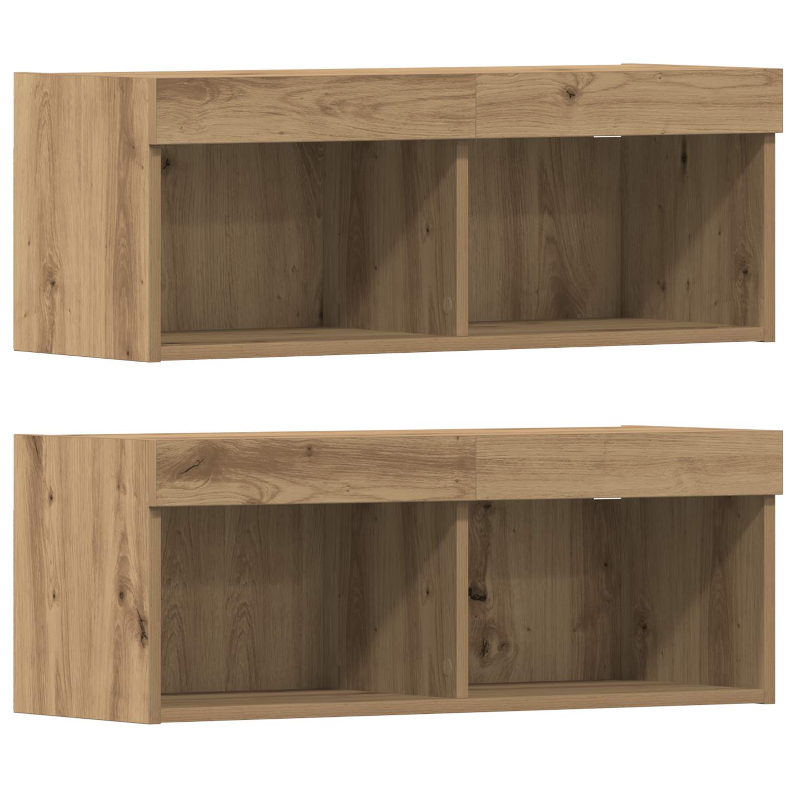 4-tlg. Wohnwand mit LED-Beleuchtung Weiß Holzwerkstoff