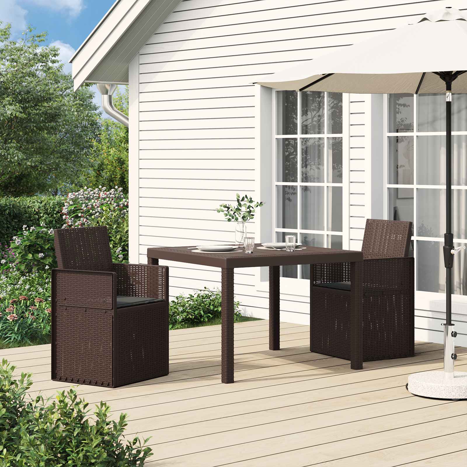 Garten Esszimmerstühle 2 pcs Weiß und Hellgrau PP