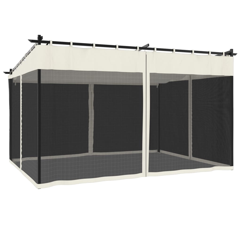 Pavillon mit Netzwände Creme 3x3 m Stahl