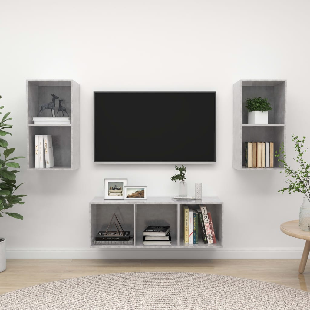 3-tlg. TV-Schrank-Set Weiß Holzwerkstoff
