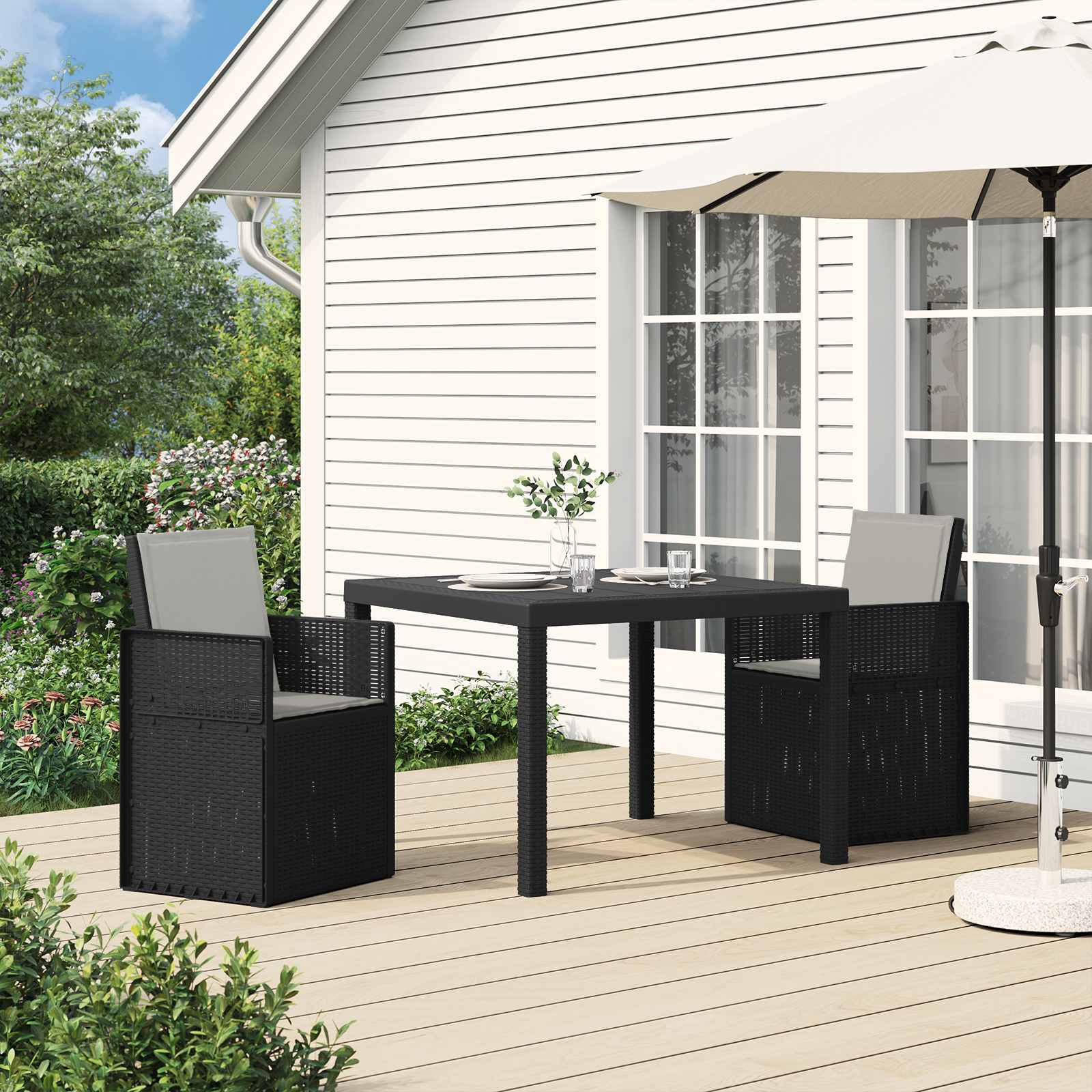 Garten Esszimmerstühle 2 pcs Weiß und Hellgrau PP
