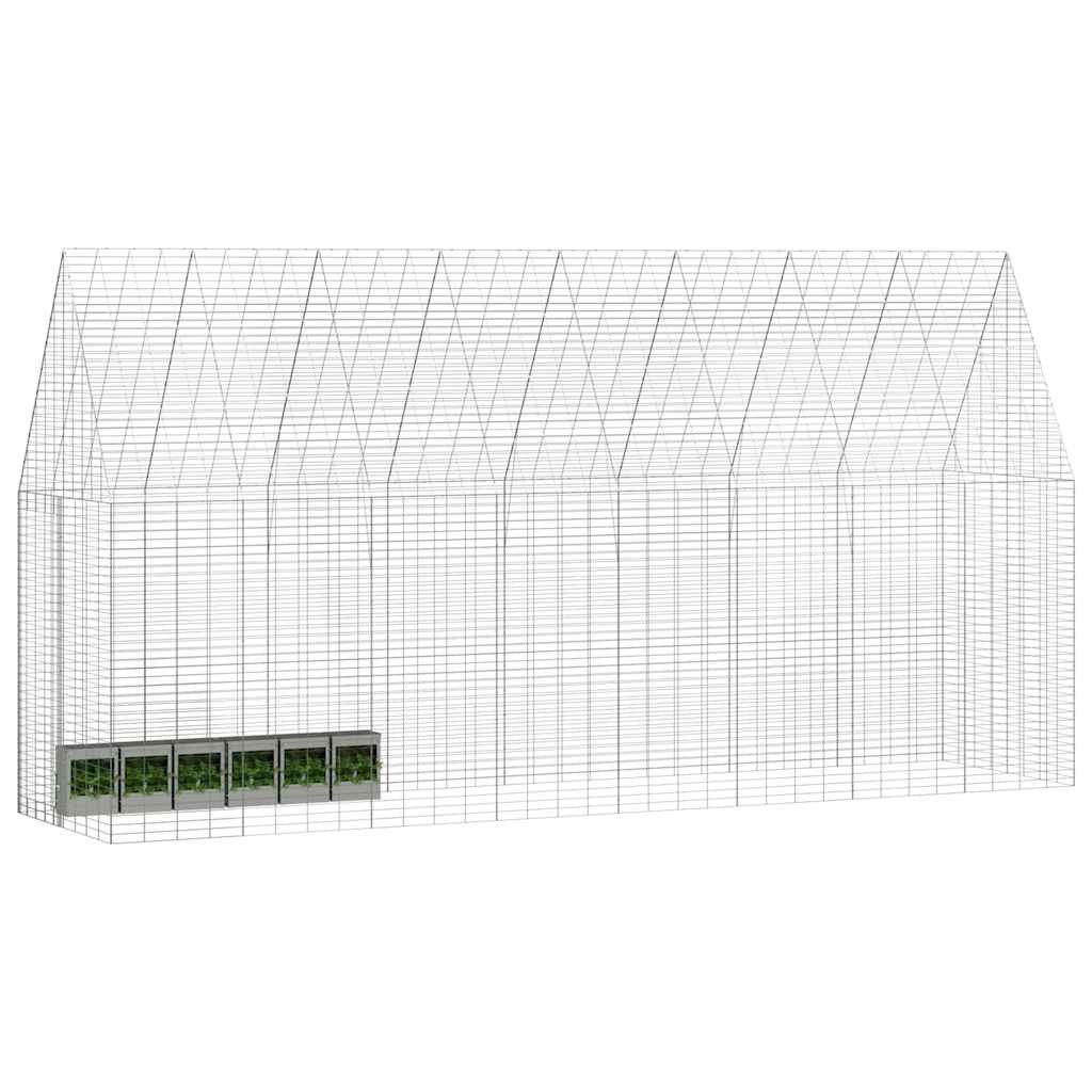 Hühnerkäfig 2 pcs Silber 600 x 100 x 210 cm Verzinkter Stahl