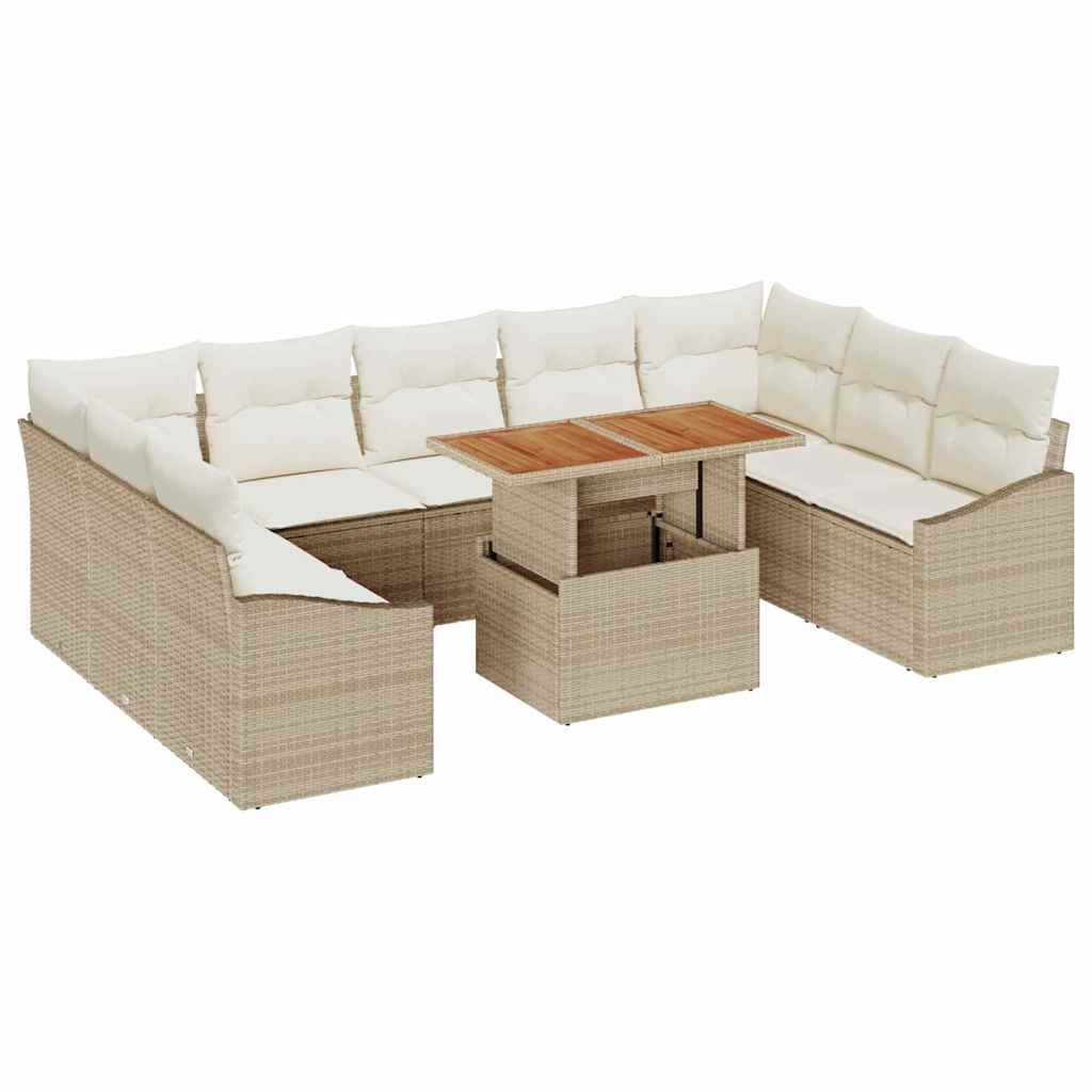 Garten Essgruppe mit Kissen 10 pcs Schwarz und Creme