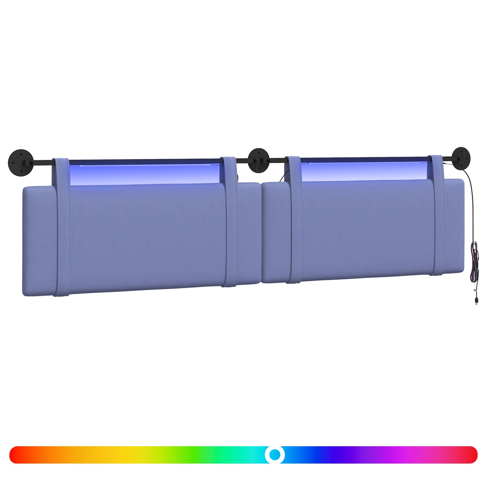 Hängendes Kopfteil Mit LED Licht Wolkengrau Stoff