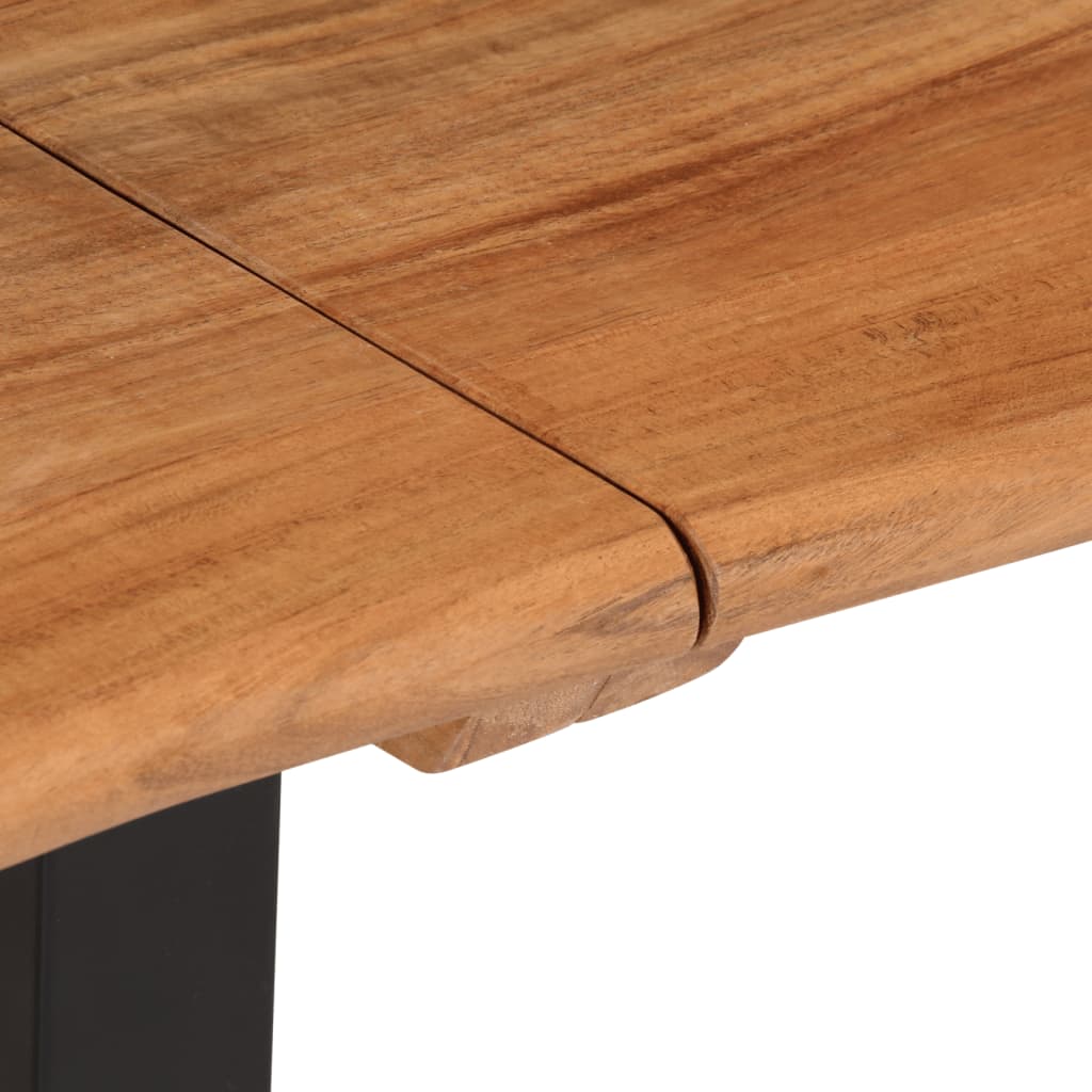 Sitzbank mit Naturkanten 110 cm Akazie Massivholz und Stahl