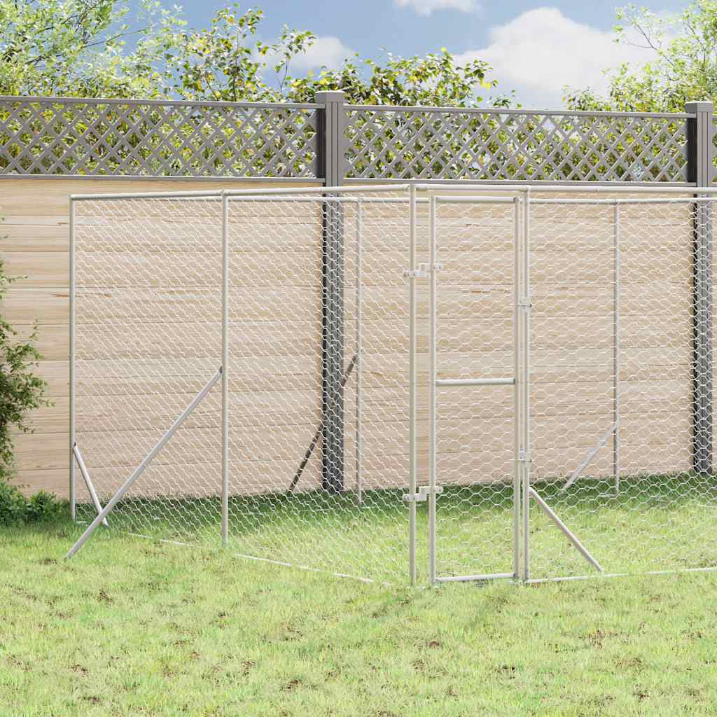 Outdoor-Hundezwinger Silbern 2x2x2 m Verzinkter Stahl