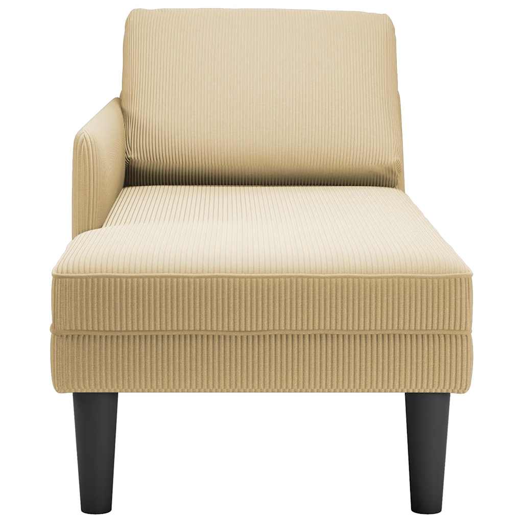 Chaiselongue mit Kissen Hellgrau Cordstoff