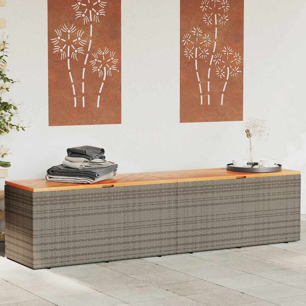 Gartentruhe Schwarz 110x50x54 cm Poly Rattan Akazienholz